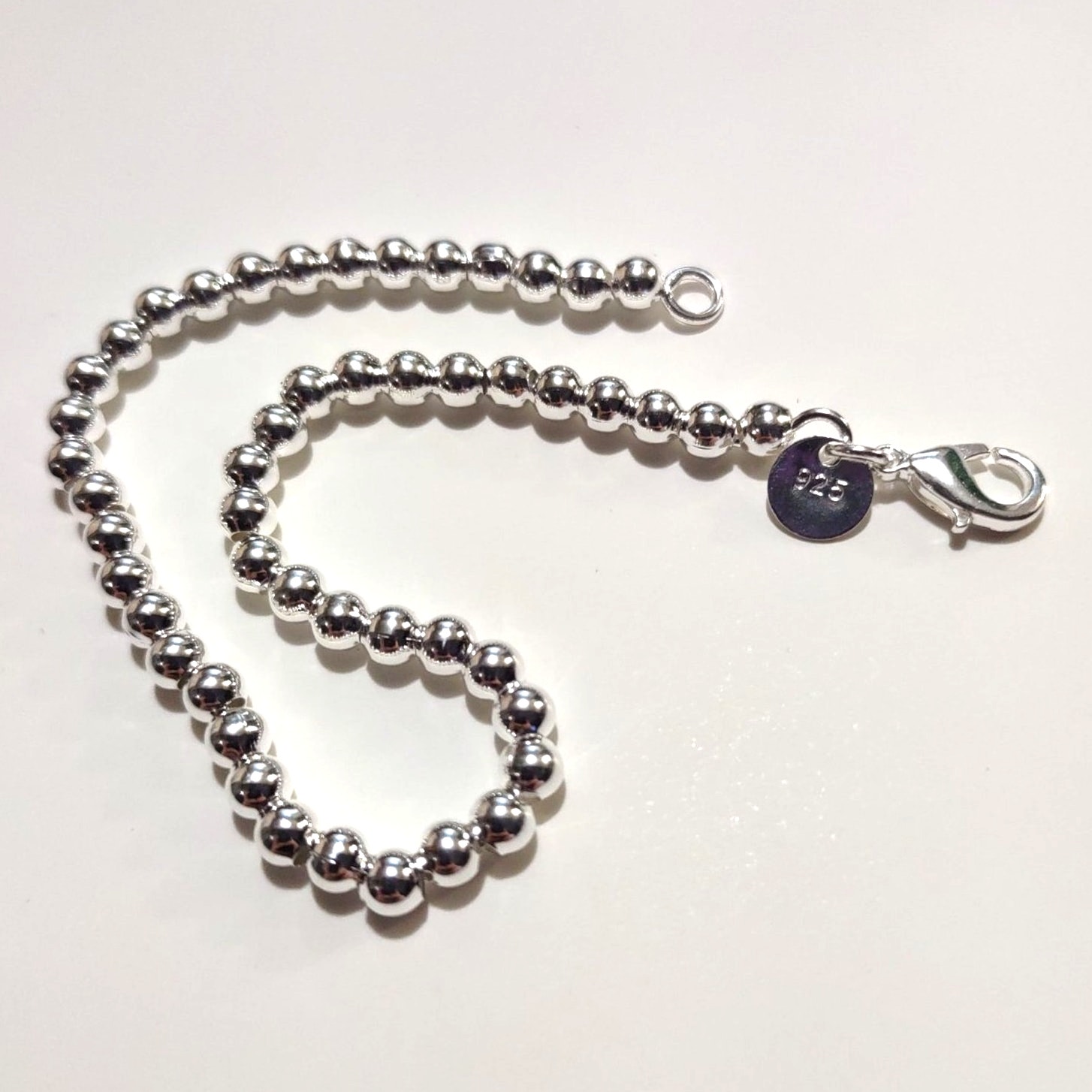 925 Silver Pearl Bracelet 4mm Jewelry Sterling Christmas Birthday Gift - New!